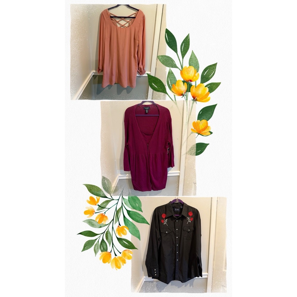 Lot of 3 Women‎ Kenedik , New Additions, Blair, XL Tops Dress Blouse